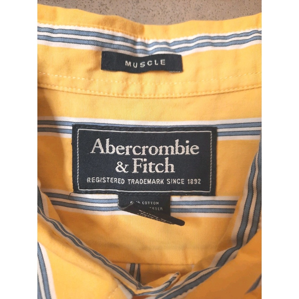 Abercrombie Fitch Muscle Short Sleeve Button Up Size Large Preppy 90's - Picture 8 of 10